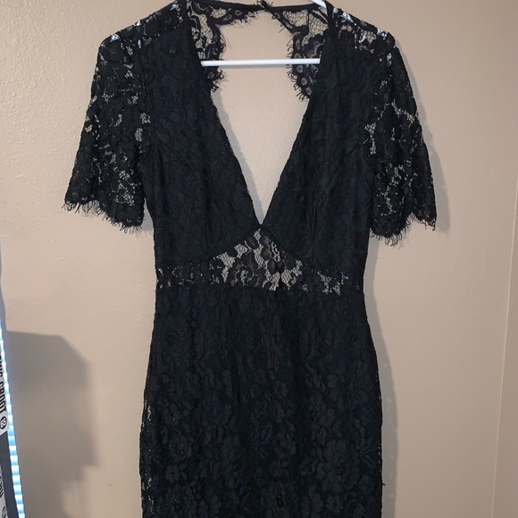 Lulus Black Lace Midi Dress - Picture 1 of 6